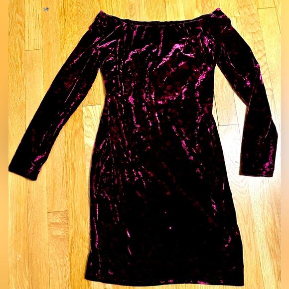 Eliza J Plum‎ Mini Sheath Long Sleeve Dress sz 10 Juniors stretch velvet - Picture 3 of 8